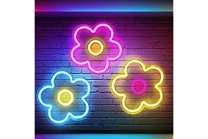 3 Pcs Flower Neon Sign LED Light Signs USB Powered Retro, for...