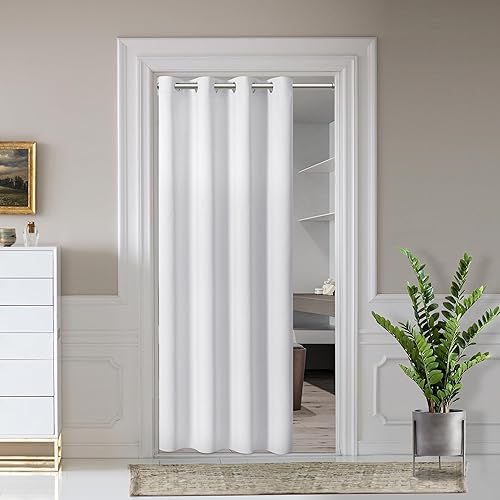 Miniatura 1 de AOSKY Cortinas de puerta para privacidad de puerta, cortinas blancas con ojales para dormitorio, cortina de ventana de puerta, cortinas de