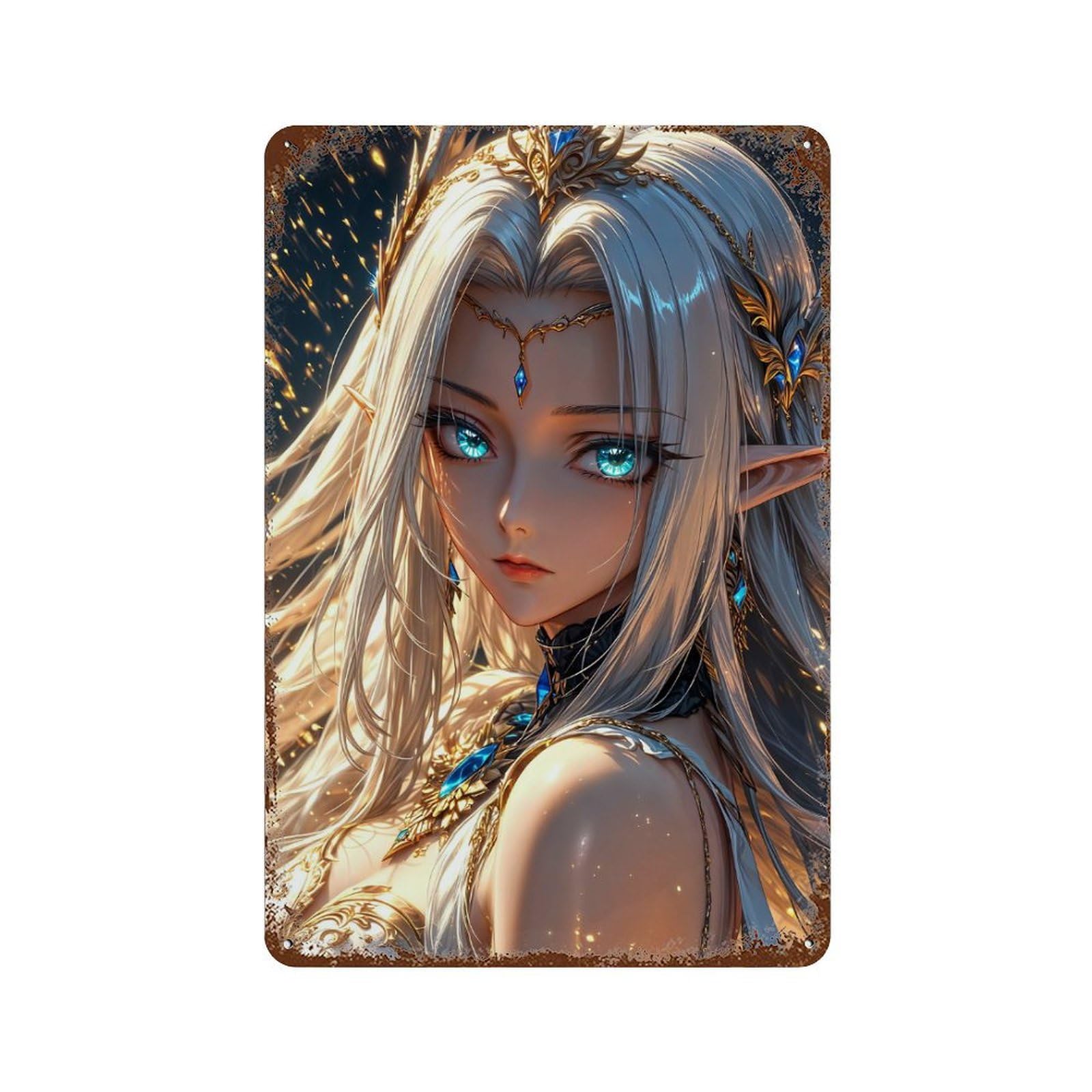 Beautiful Elf Queen Decorative Tin Sign 11.8"x7.9", for Garage, Bar And Workshop Decor, Novelty Wall Decor