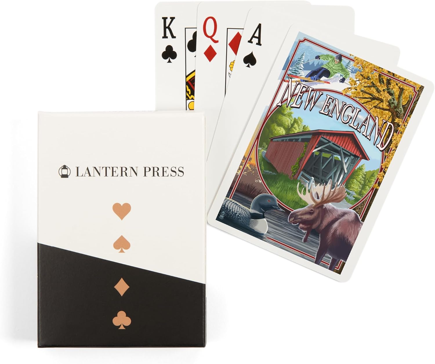 Lantern Press New England, Montage Scenes, 52 Playing Cards for Adults, Poker Size Card Deck
