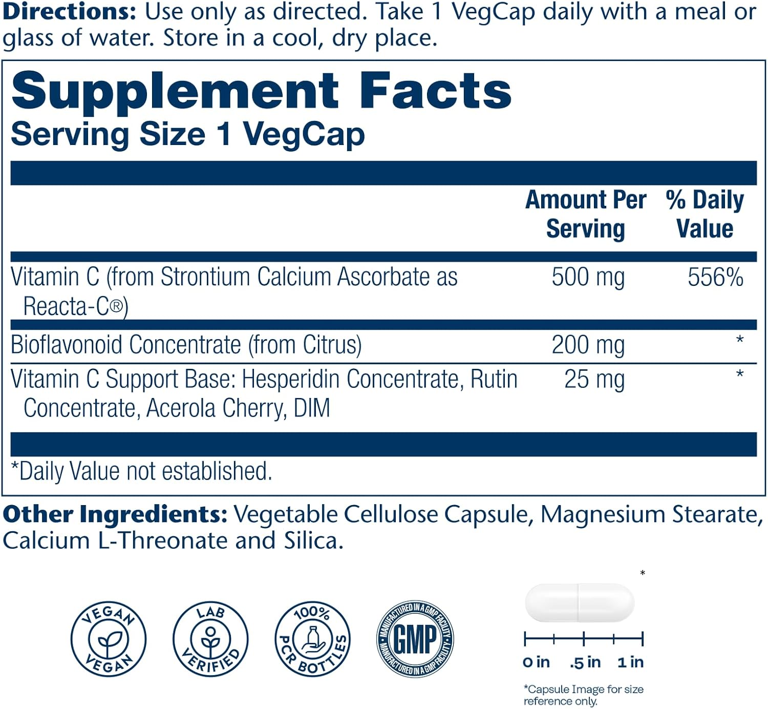 SOLARAY ReactaC Vitamin C 500mg - Patented 24-Hour Immune Support Supplement - Vitamin C with Bioflavonoids and Rutin - Antioxidant and Immune Defense - Vegan, 60-Day Guarantee - 180 Servings