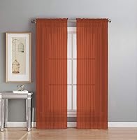 Vista 1 de Interior Trends Juego de 2 paneles de cortina de gasa transparente totalmente cosidas para ventana con cortinajes (63 pulgadas de largo, ladrillo)