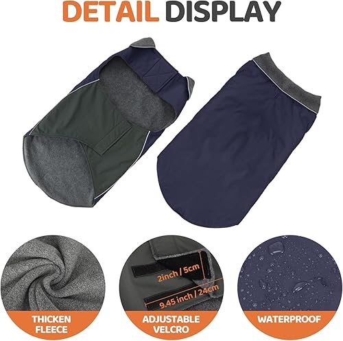 Miniatura 2 de Chaqueta gruesa 100% impermeable para perro, para laboratorio, Pitbull, Doberman, caniche estándar, pastor alemán, L, azul marino, 2XL