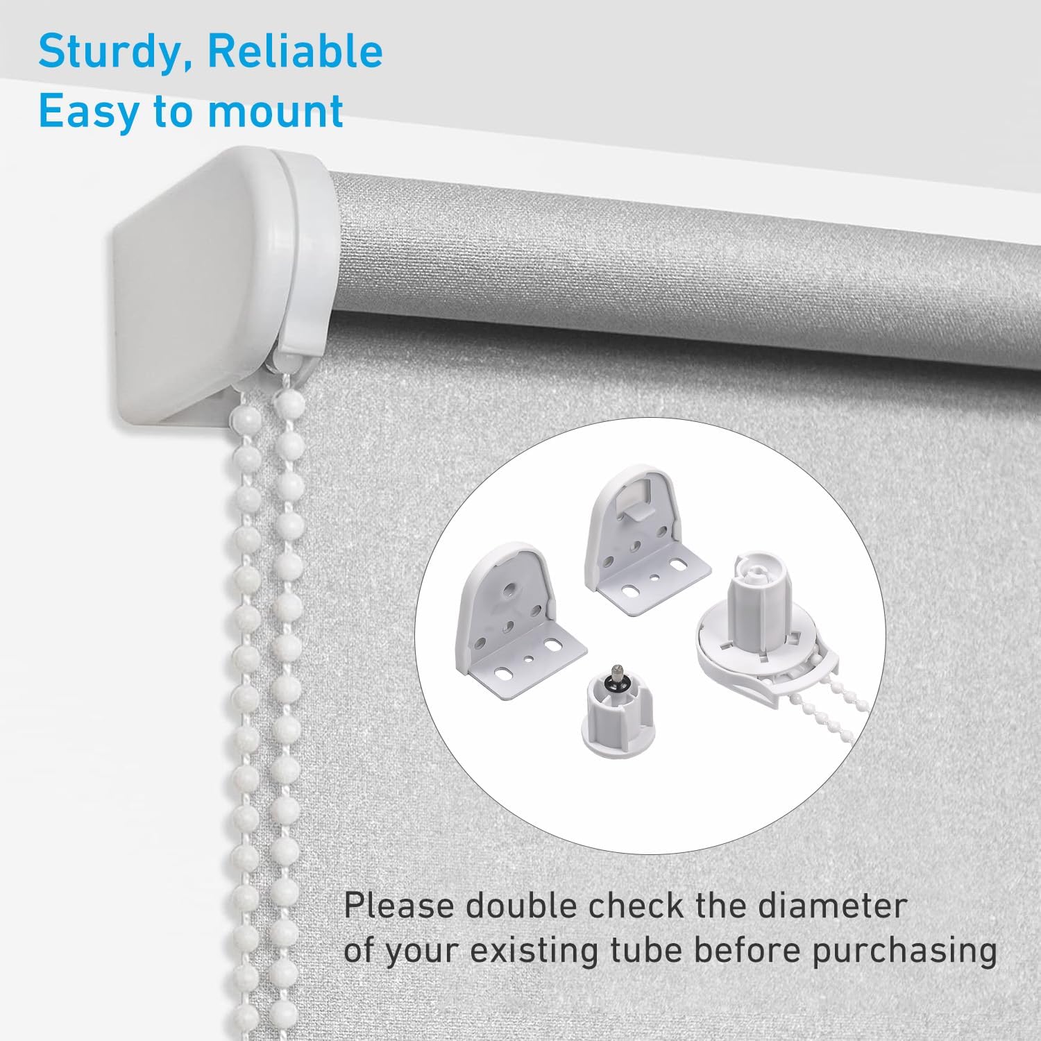 HUIYEETEX 25mm Metal Bracket Upgrade Roller Blind Fittings Spare Kit, Window Shade Repiar Kit Complete with Metal Brackets & End Plug, Shade Weight Max Load 6.6 LBS (3 KGS)