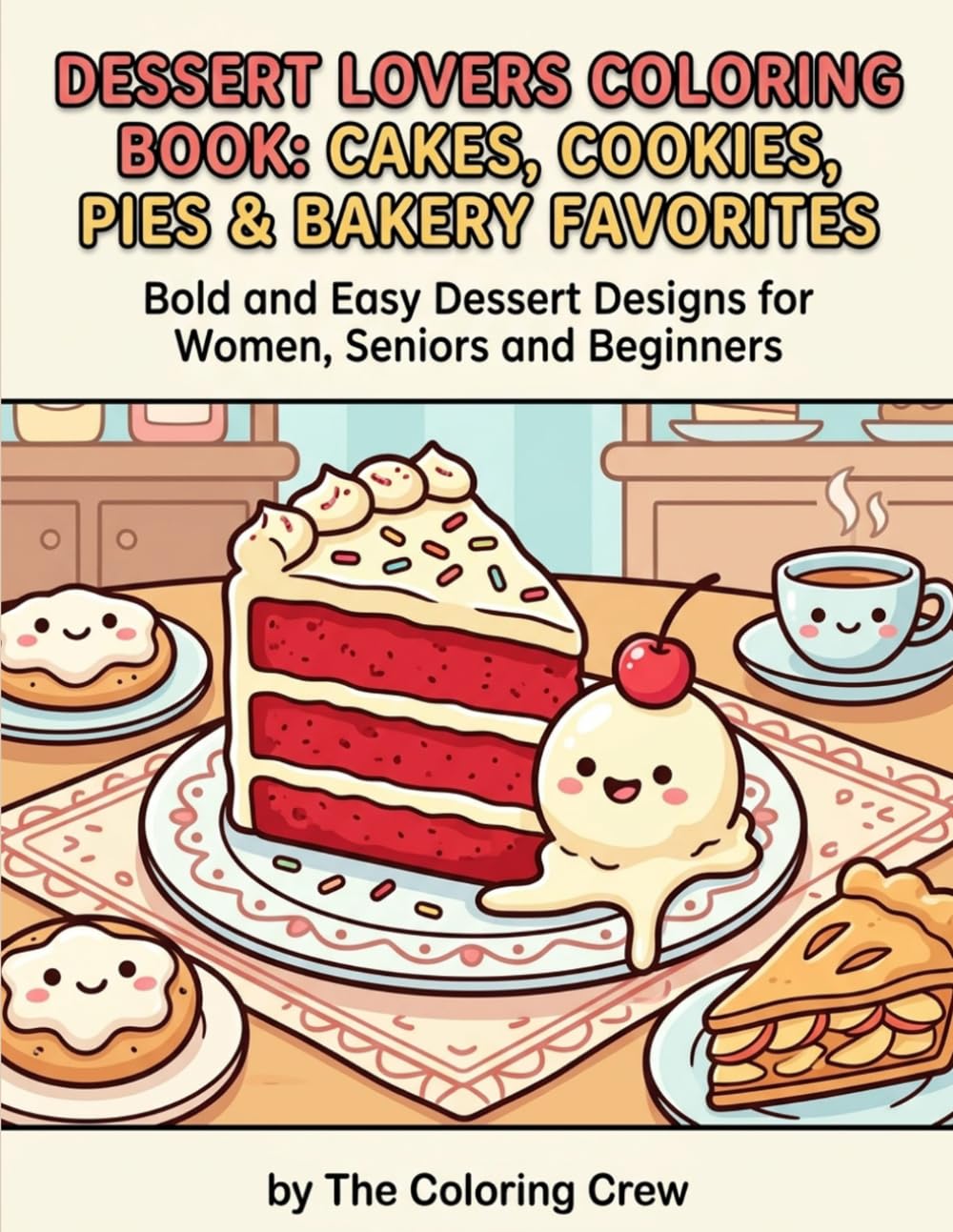Dessert Lovers Coloring Book: Cakes, Cookies, Pies & Bakery Favorites: Bold and Easy Dessert Designs for Women , Seniors and Beginners