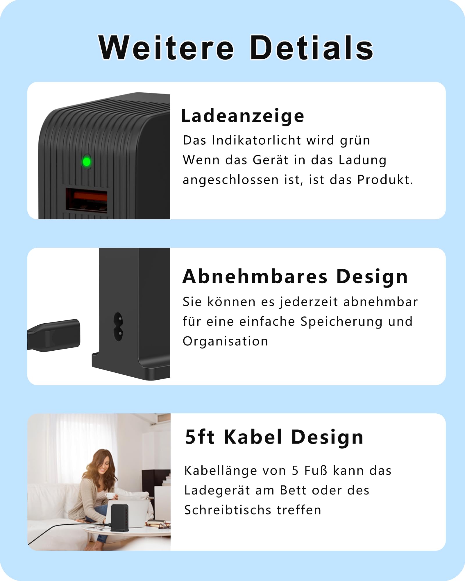 LEENFAER Stazione di ricarica USB a 6 porte, 50 W, caricatore USB, multiplo USB, ricarica per iPhone, iPad, iPod, Samsung, Huawei LG Nexus HTC Nokia Motorola