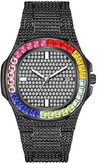 Orologio da Uomo Orologio da Polso con Quarzo ghiacciato Bling Orologio da Polso Classico con Diamanti Simulati con Diamanti, Regalo per Uomo, Donna