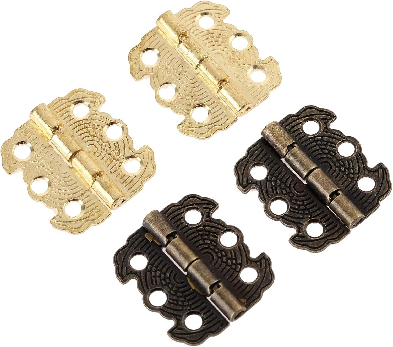 4ピースアンティークドアキャビネットヒンジ家具アクセサリージュエリーボックスヒンジ家具錦紙ブロンズ/ゴールド29 * 27mm