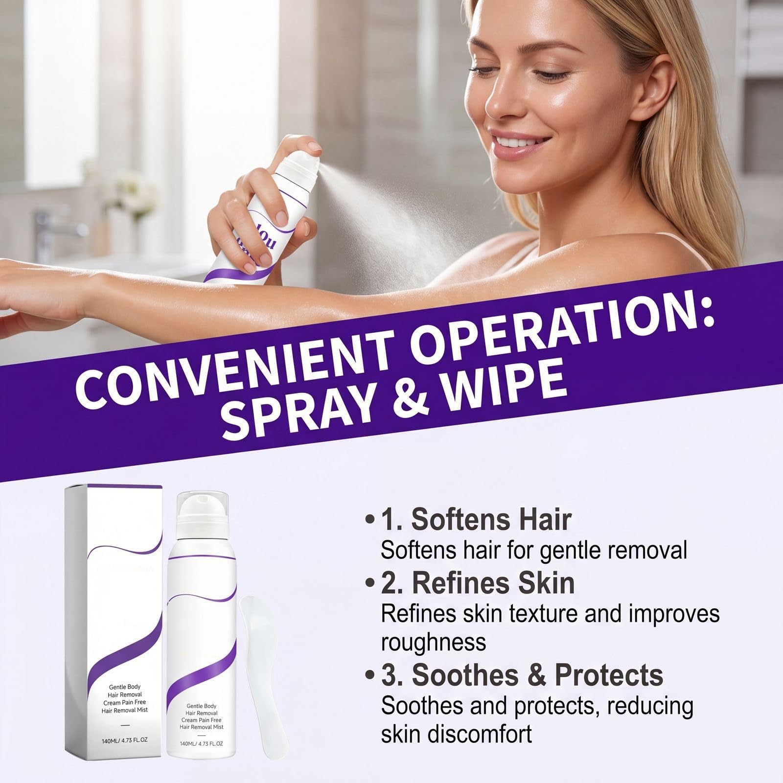 Haarentfernungsspray, Indolore Bikini-Haarentfernungsspray, Haarentfernungscreme Per Pelli Sensibili, Haarentfernungscreme Per Spazi Privati (5pcs)