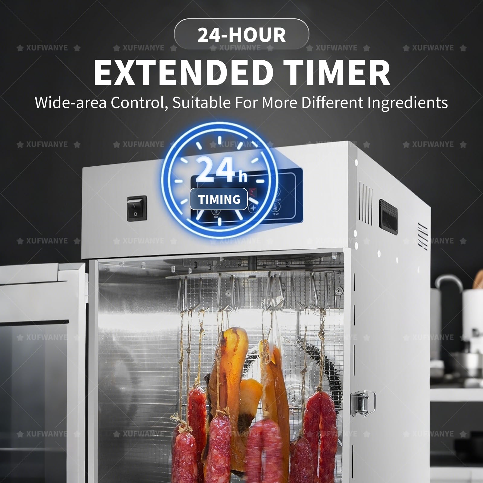 800W Fleischreifeschrank, Reifeschrank Für Fleisch, 360°-Drehung, Temperatureinstellung Von 30–90 °c, mit 14 Haken und Ölabtropfschale, Geeignet Für Trockenfleisch, Obst