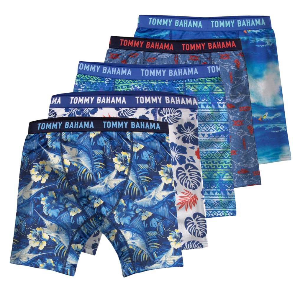 Tommy Bahama Boys 5-Pack Athletic Compression Shorts - Soft Tag Free Sports Underwear Multipack for Kids and Toddlers