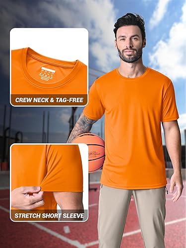 Miniatura 5 de MAGCOMSEN Camiseta de manga corta UPF 50+ para hombre, de secado rápido, protección contra erupciones, atlética, para correr, natación, camisetas de