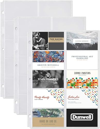Dunwell Fundas para tarjetas de visita (paquete de 10 para 200 tarjetas), protección de hojas de plástico pesado, cada funda tiene capacidad para 20