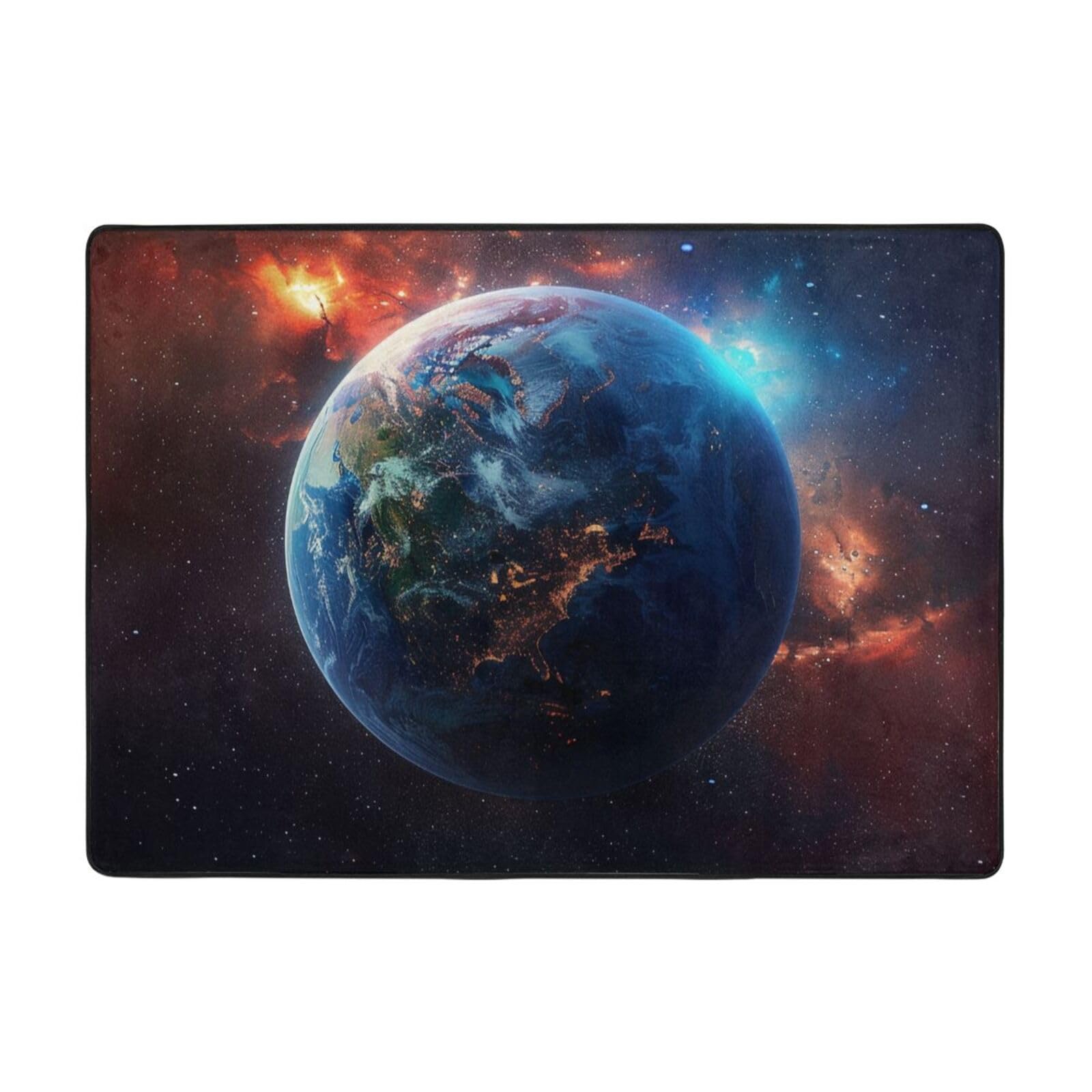 Grand tapis univers salon et déco chambre d'enfant thème galaxie 203 cm