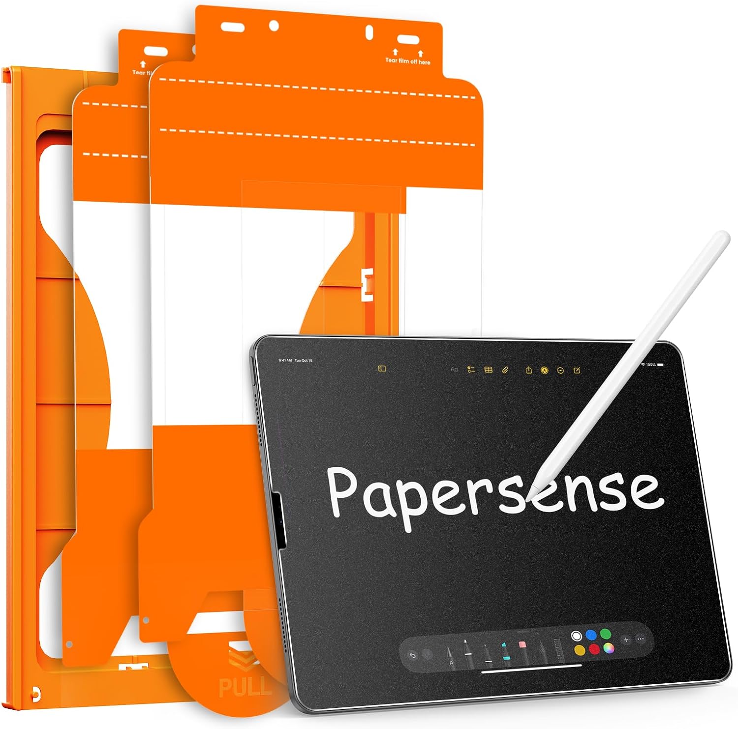 OMOTON PAPERSENSE Paper Screen Protector for iPad Pro 12.9 inch 6/5/4/3th | Paper Feel Writing, Matte Tempered Glass, 9H Hardness, Anti-Glare, Compatible with Apple Pencil & Case, Tray install, 2 Pack