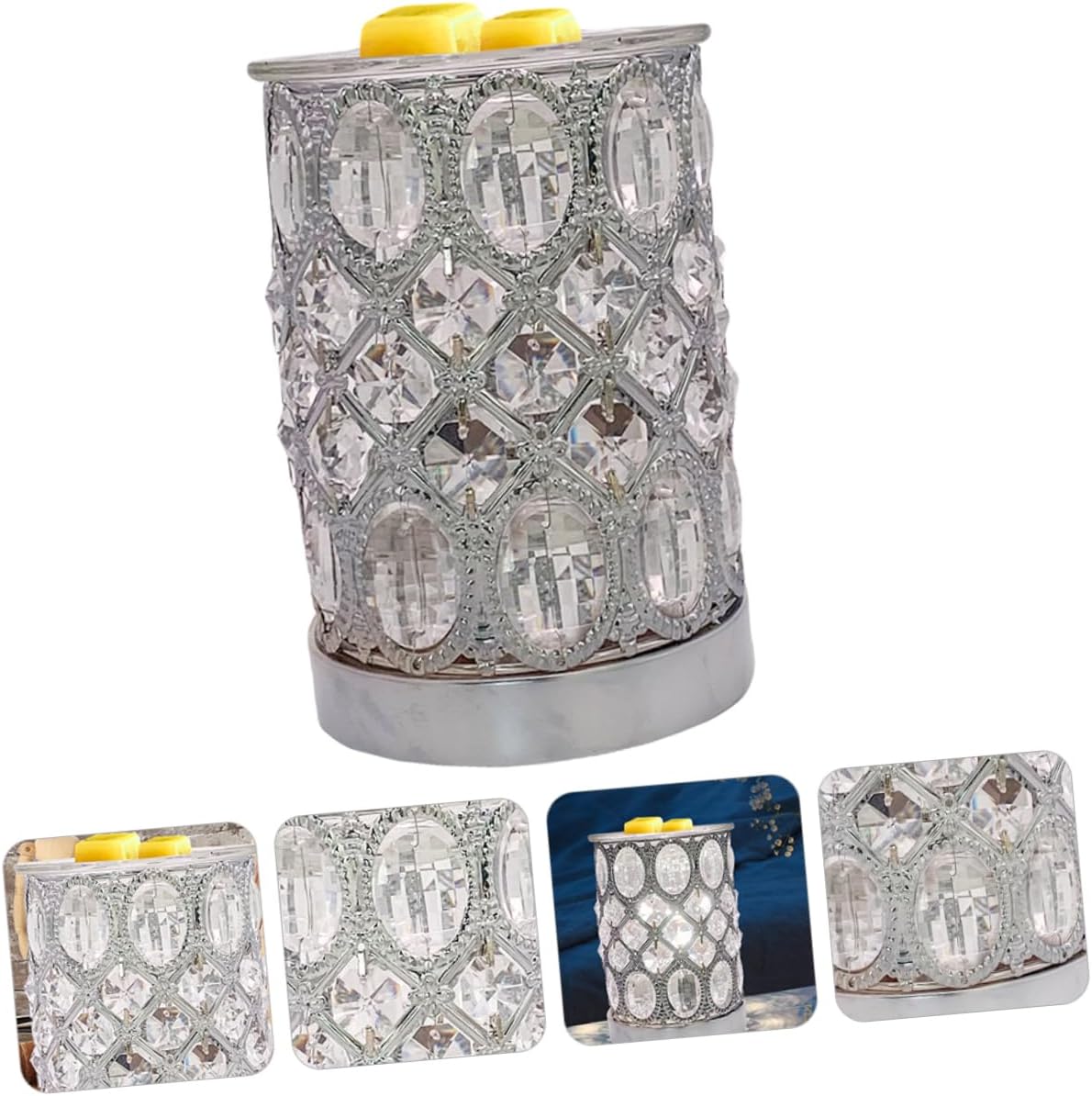 Alipis Crystal Aromatherapy Burner Wax Melting Lamp LED Light Essential Oil Diffuser for Home Home Decor Light White Color for Relaxation and