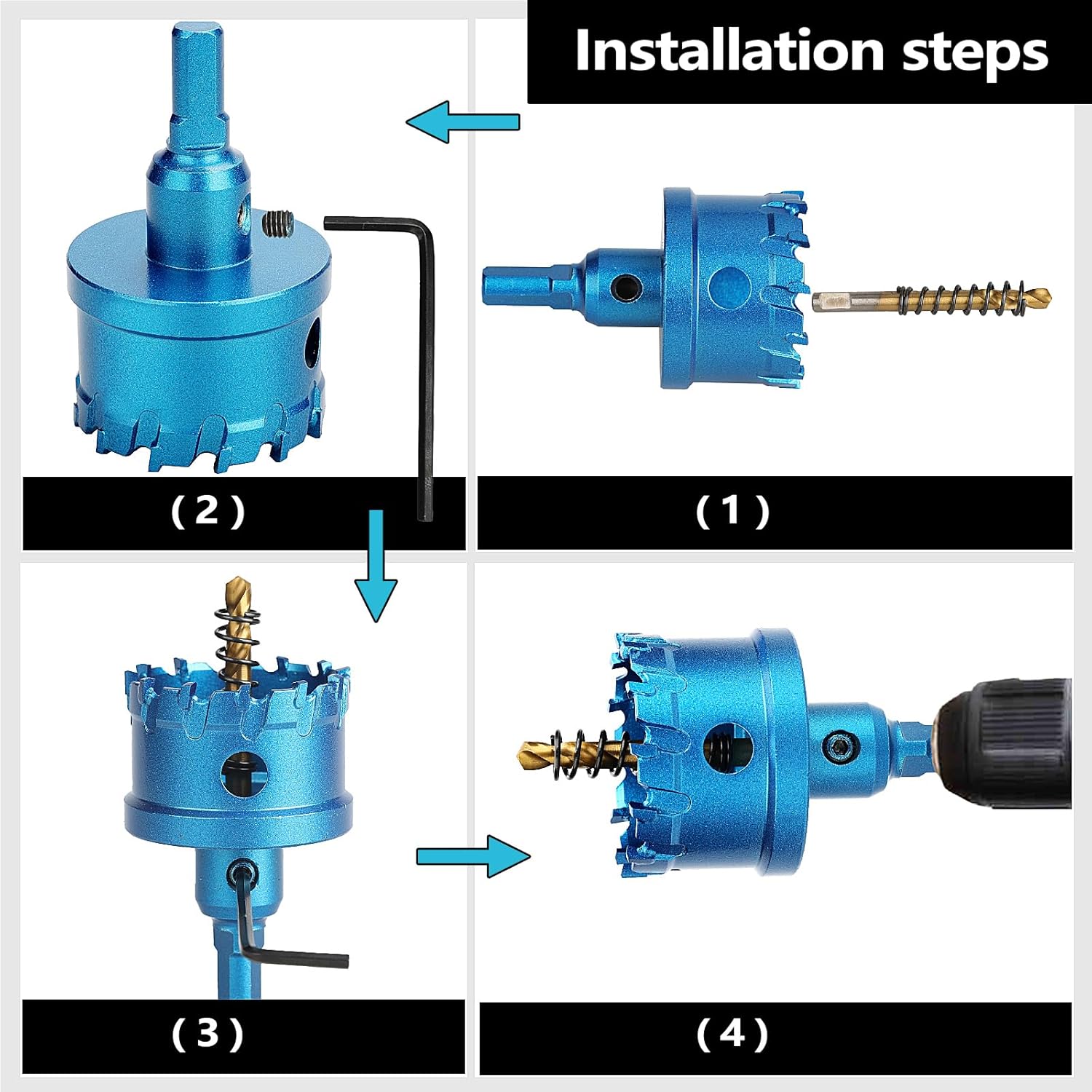 19mm（ 3/4 inch ）Carbide Hole Saw,Metal Steel Hole Saw,Stainless Steel Drill Bit, Hole Cutter for Stainless Steel,Sheet Metal, Thick Metal and Iron,Blue (19mm（ 3/4 inch ）)