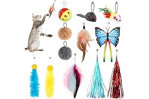 12 Pack Cat Wand Refills - Colorful Cat Teaser Wand Attachments