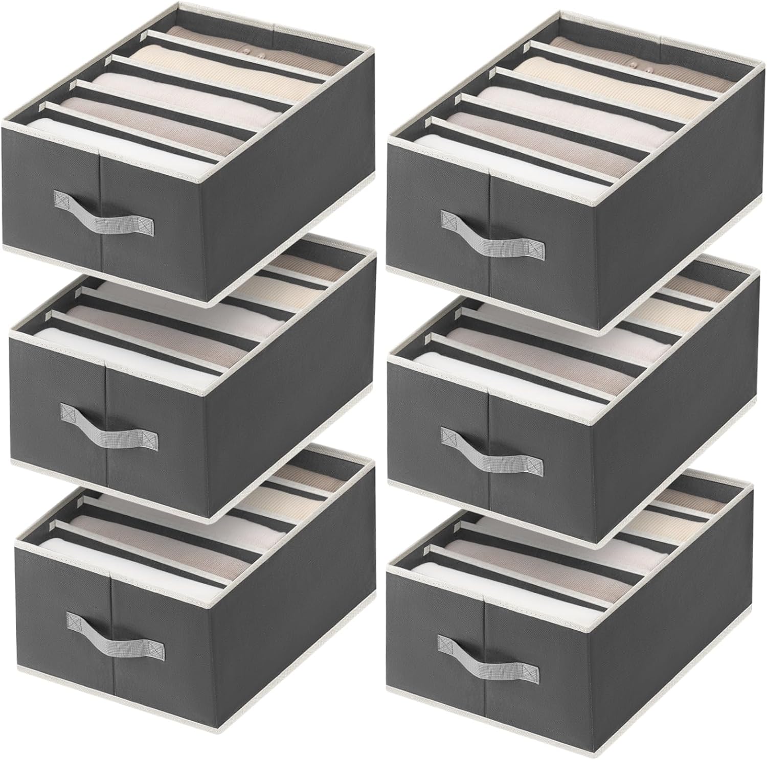 Organizadores de ropa y almacenamiento  Organizador de tela para jeans con asas, divisores de cajones plegables para ropa, organizador de estante de