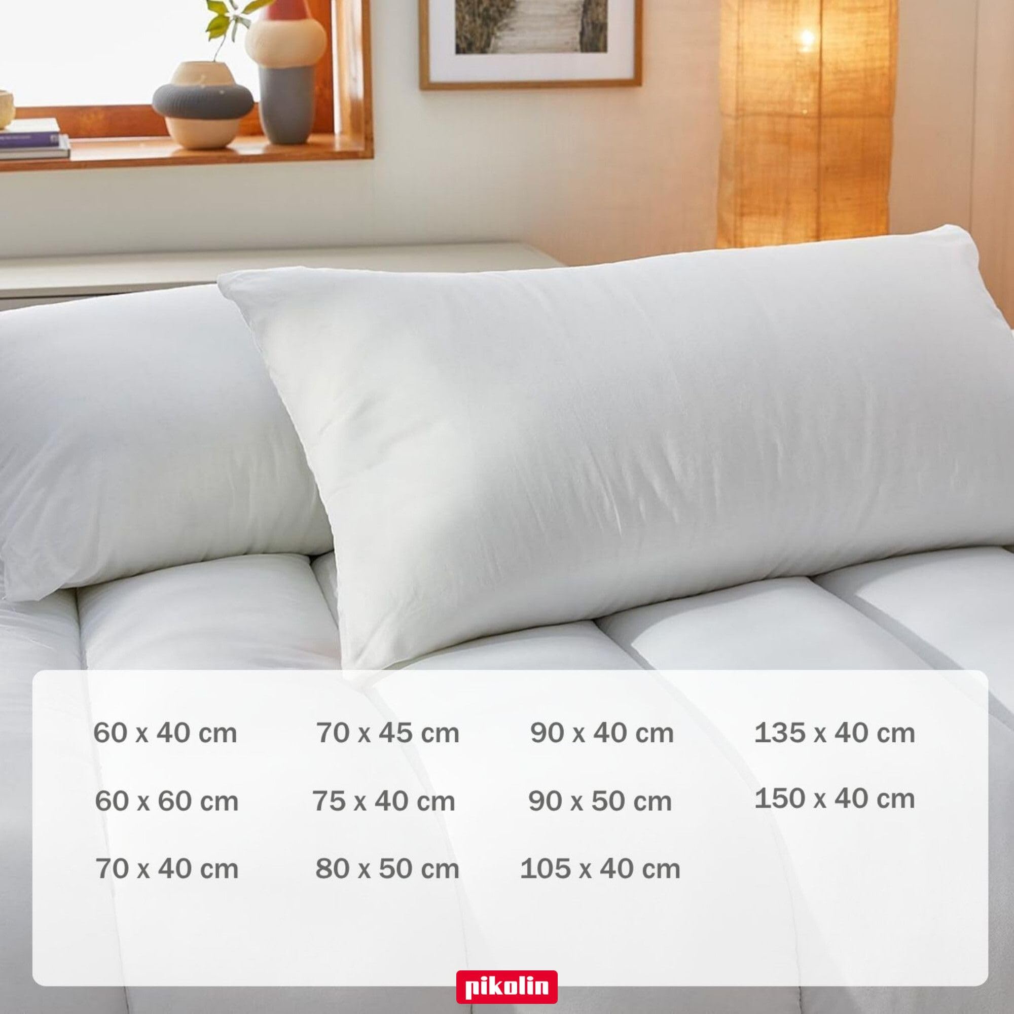 PIKOLIN Set 2 Cuscini Letto Matrimoniale in Fibra Dermoprotettiva - Guanciale Letto con Fodera in Cotone Traspirante e Lavabile con Trattamento Aloe Vera - Bassa Rigidità - 90 x 40 cm