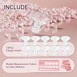 Kit de calibrage à brides avec 10PCS Insérer les brides 13/15/17/19/21mm & Nipple Ruler,Flange Insert Silicone,Soft Flange Insert Kit pour le remplacement de la pompe à sein Compatible avec la plupart des pompes à sein (Multicolor#002)
