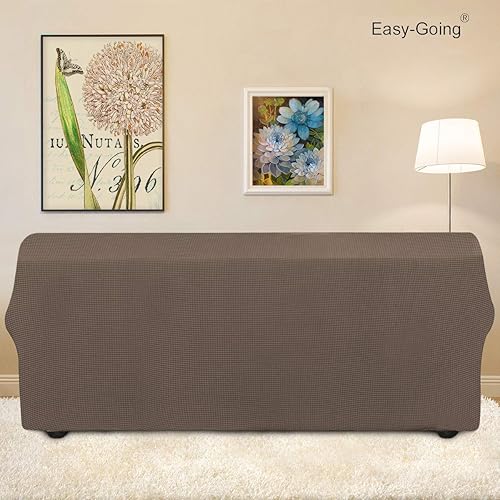 Vista 592 de Easy-Going - Funda elástica para sofá biplaza, 1 pieza, suave, con parte inferior elástica, protector para niños, tela jacquard de elastano y Gris