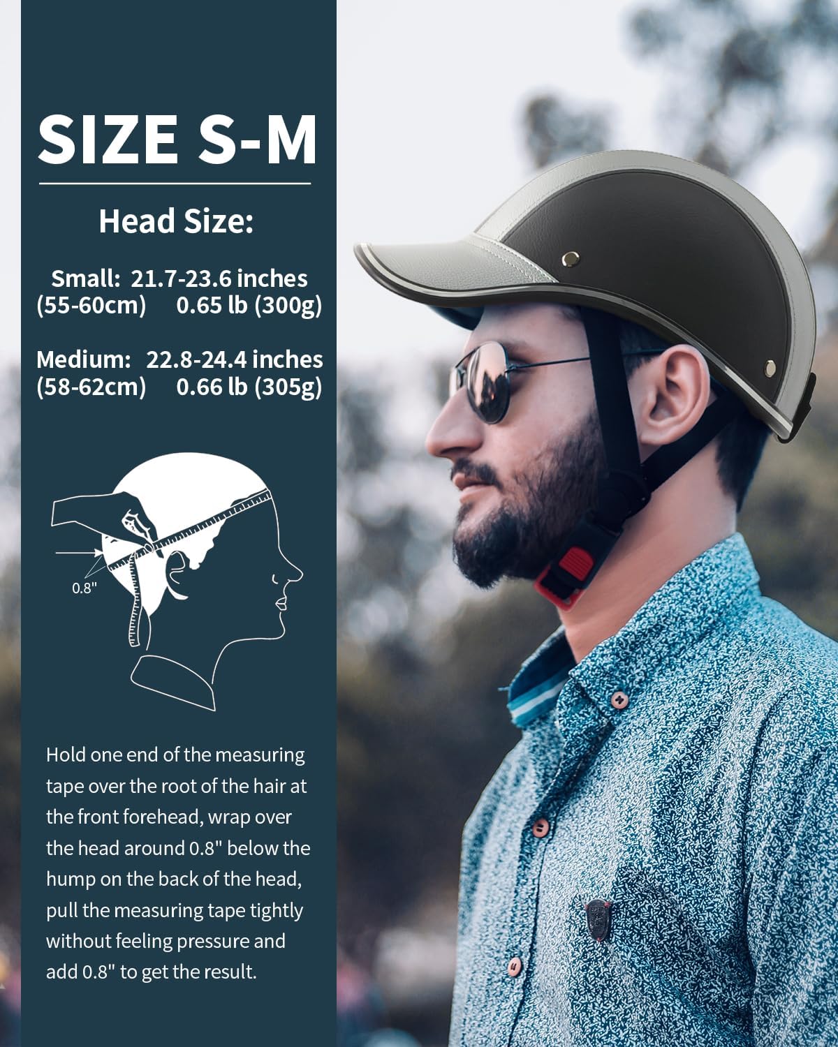 Adult Baseball Cap Helmet - Urban Style for Golf, Low Profile Urban Commute PU Retro Leather Hat for Men & Women