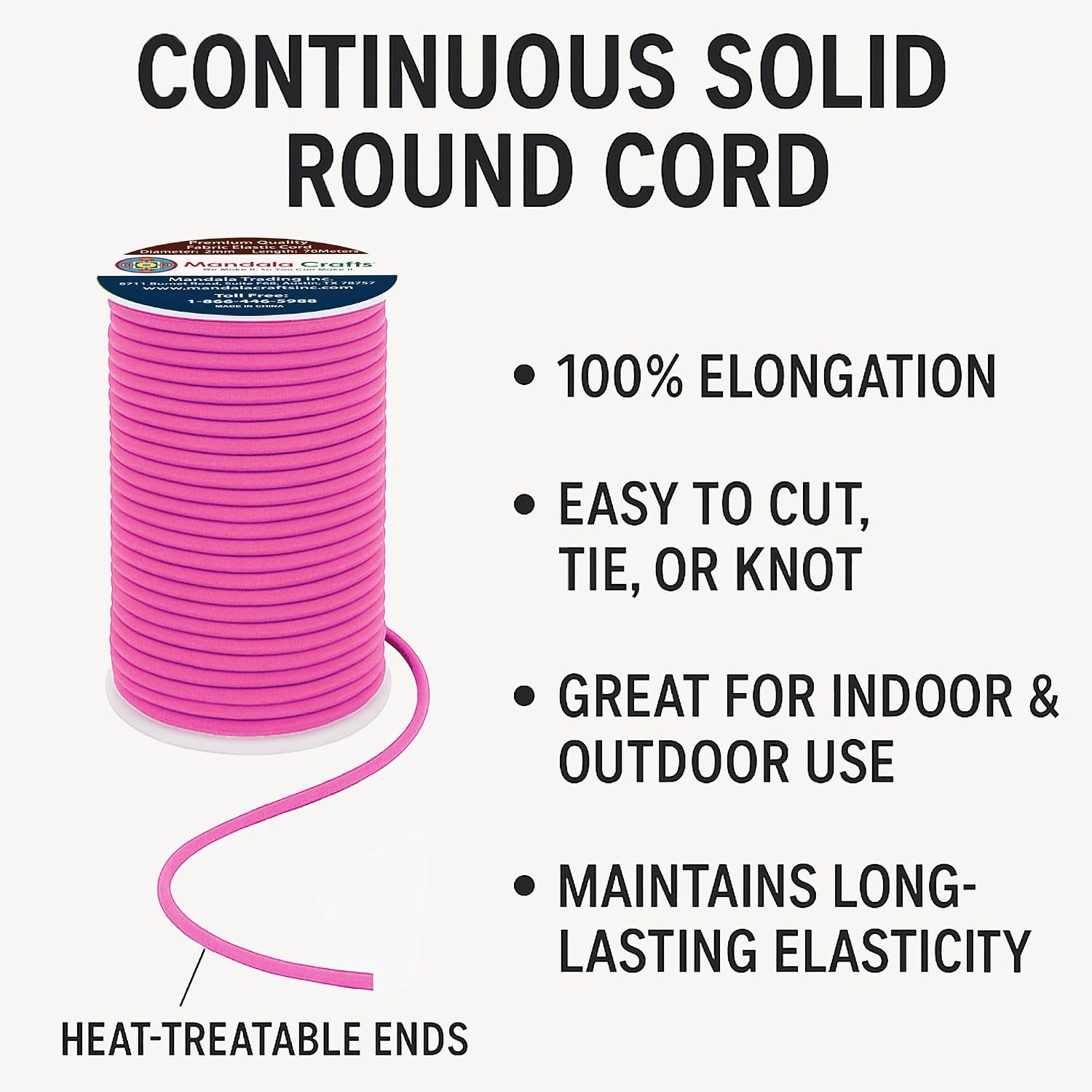 Mandala Crafts 2mm Pink Elastic Cords for Jewelry Making & Beading image 4