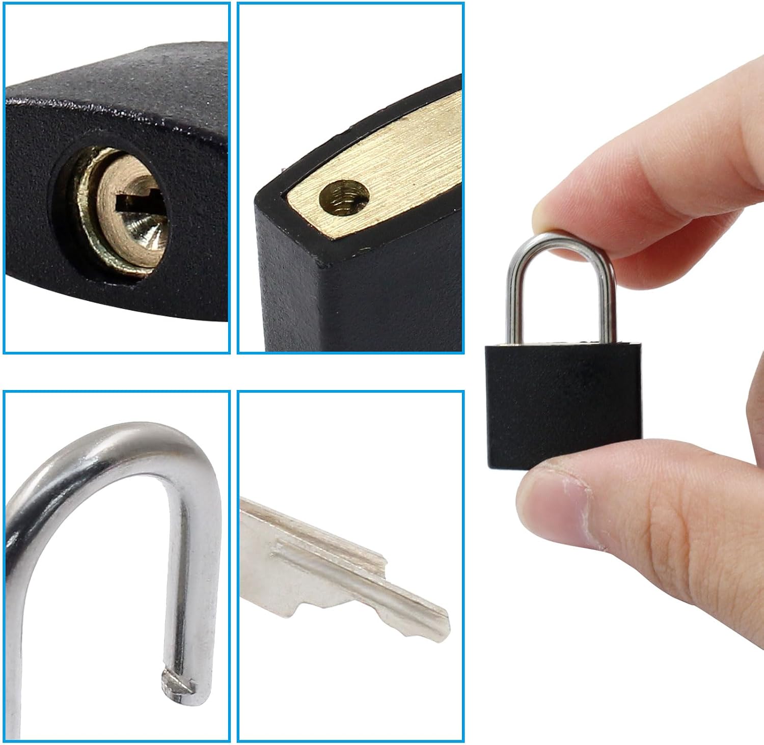 Waziaqoc 10 Pcs Luggage Locks with Keys, Small Suitcase Padlock, Mini Metal Padlock for Travel Bags, School Gym Locker, Toolbox