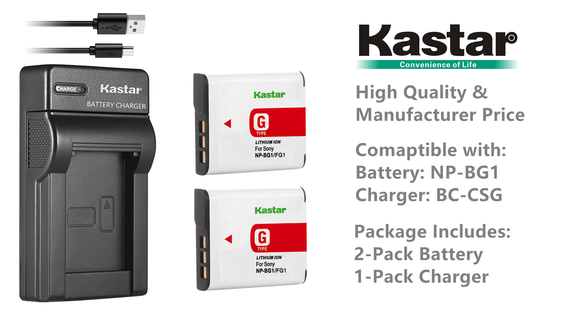 Amazon.com : Kastar NP-BG1 NP-FG1 Battery (2-Pack) + Slim USB
