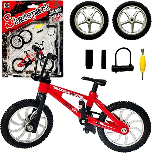 Mini juguete de bicicleta de dedo - Modelo de bicicleta de montaña de aleación con herramientas, piezas móviles, regalo para niños y coleccionistas