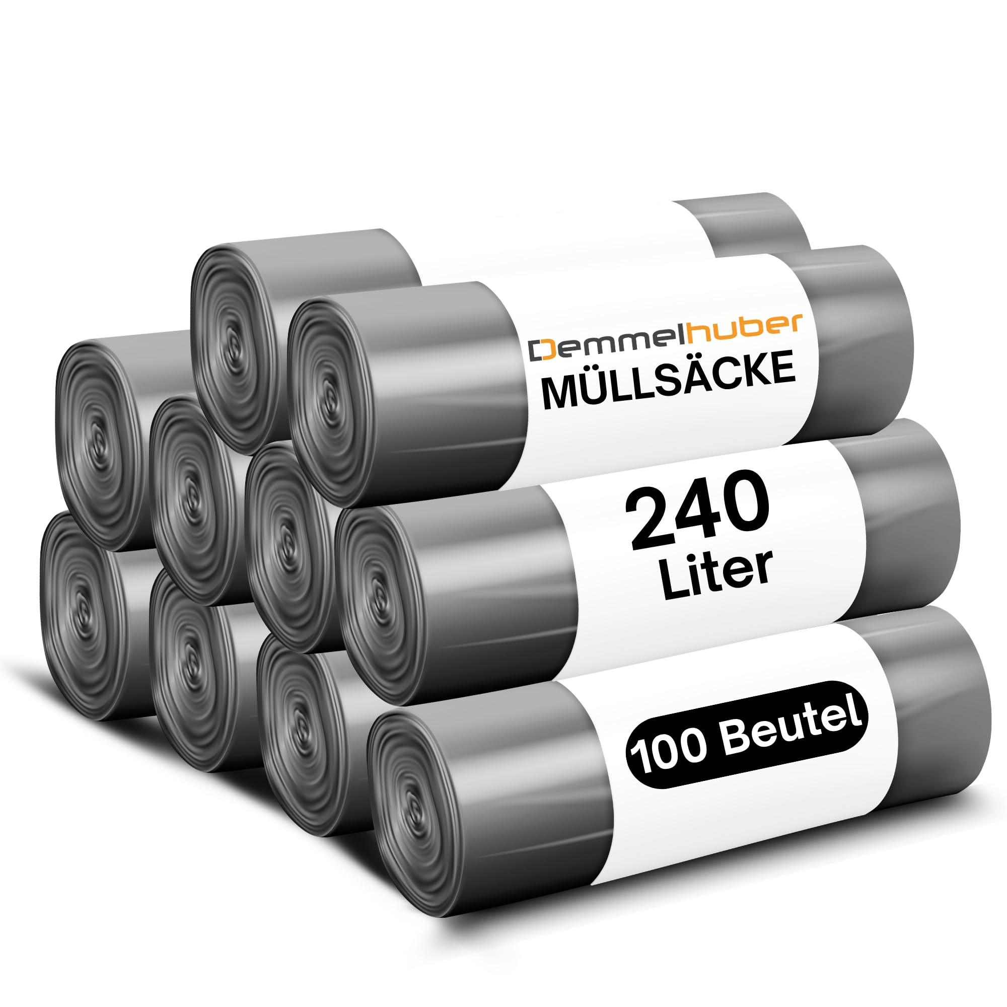 Bolsas de basura de 240 litros, extrafuertes y resistentes, 10 rollos | Bolsas de basura, barniz de basura, bolsas de basura para casa, jardín, industria y gastronomía