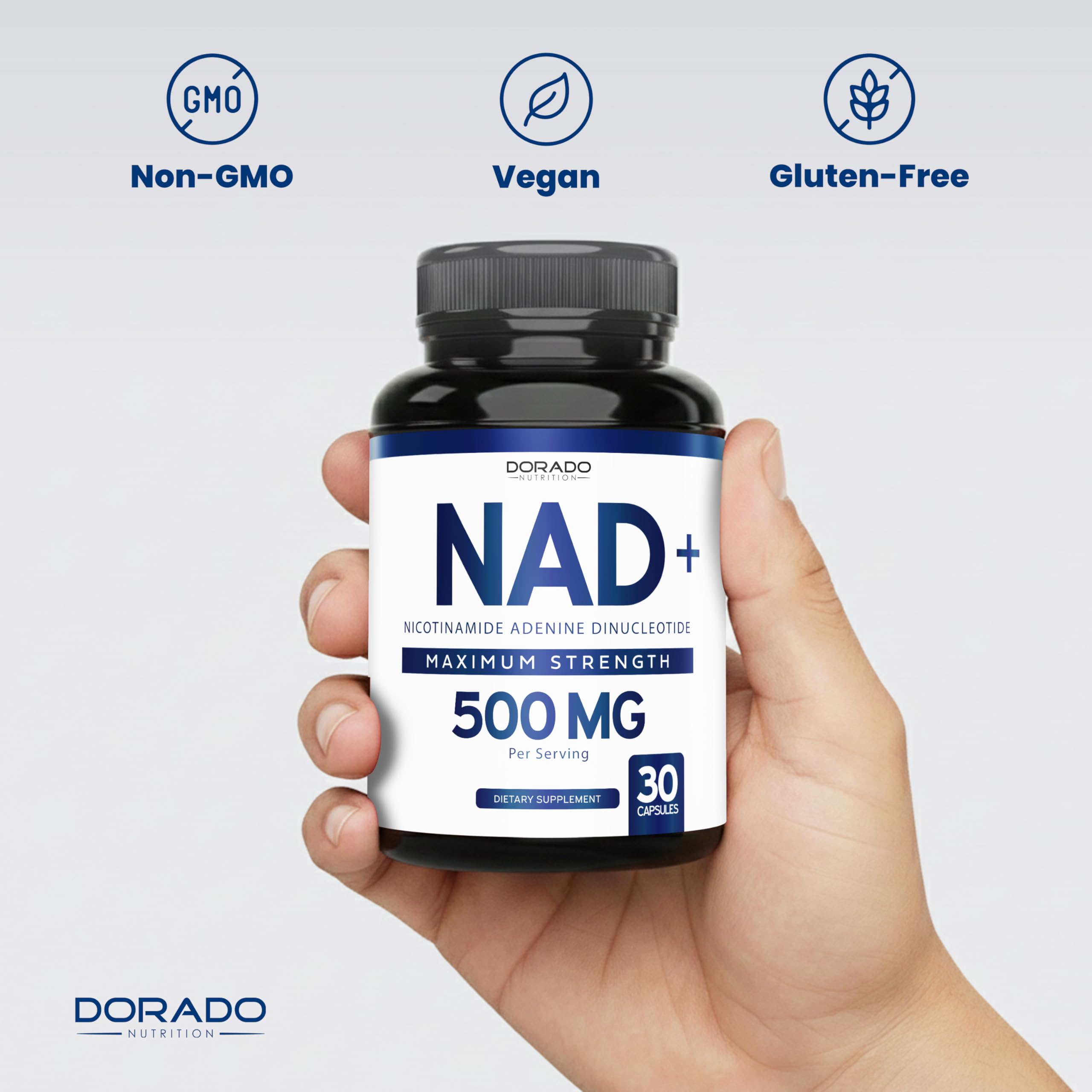NAD Supplement (500mg of 95% Pure NAD+ Per Serving) NMN Supplement, NAD Nicotinamide Riboside Support (Third Party Tested, Vegan Safe, Non-GMO, No Fillers, & Made in the USA - 30 Vegan Capsules) — Amazon image 7