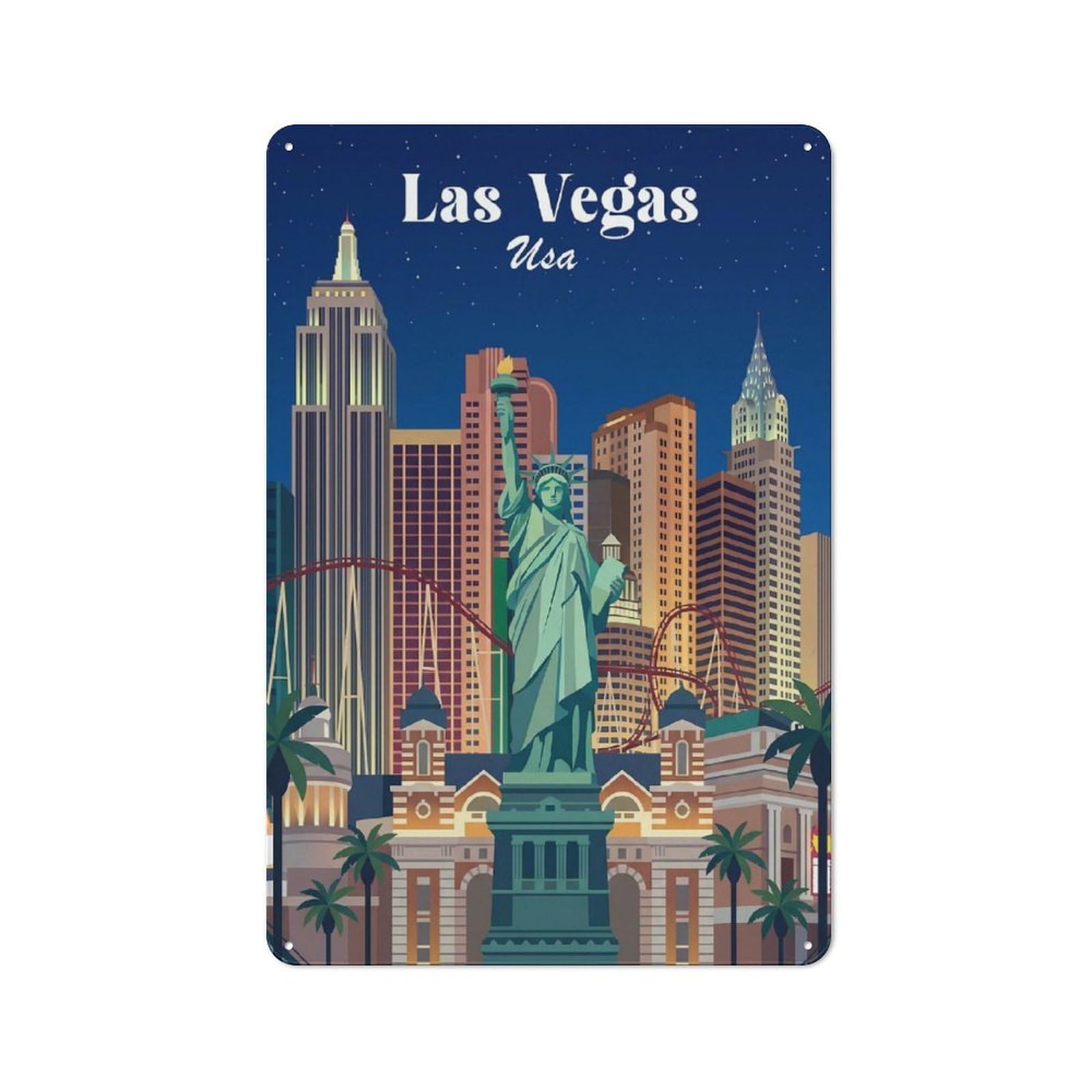 Junmoney Style-10 Las Vegas Usa Vintage Tin Sign 30X20cm For Café Or Restaurant, Suited To Café Owners And Decorators