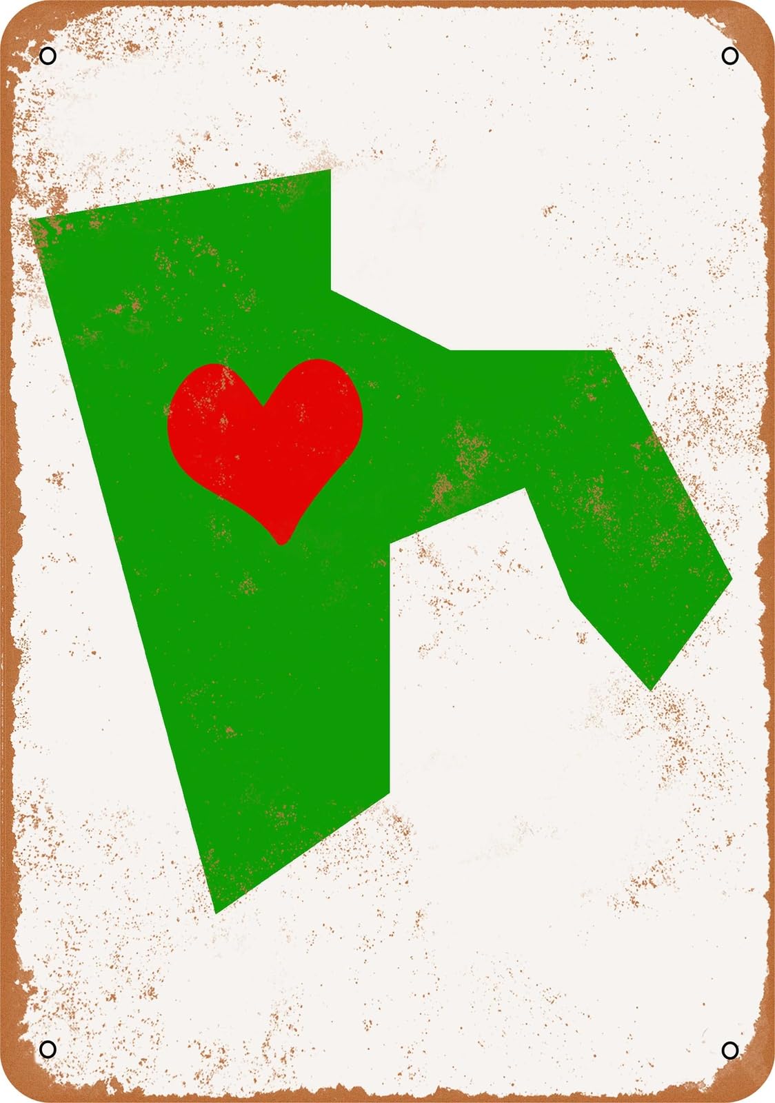 Miaomansenstore Metal Sign - Love Heart Rhode Island - Vintage Look Home Decor