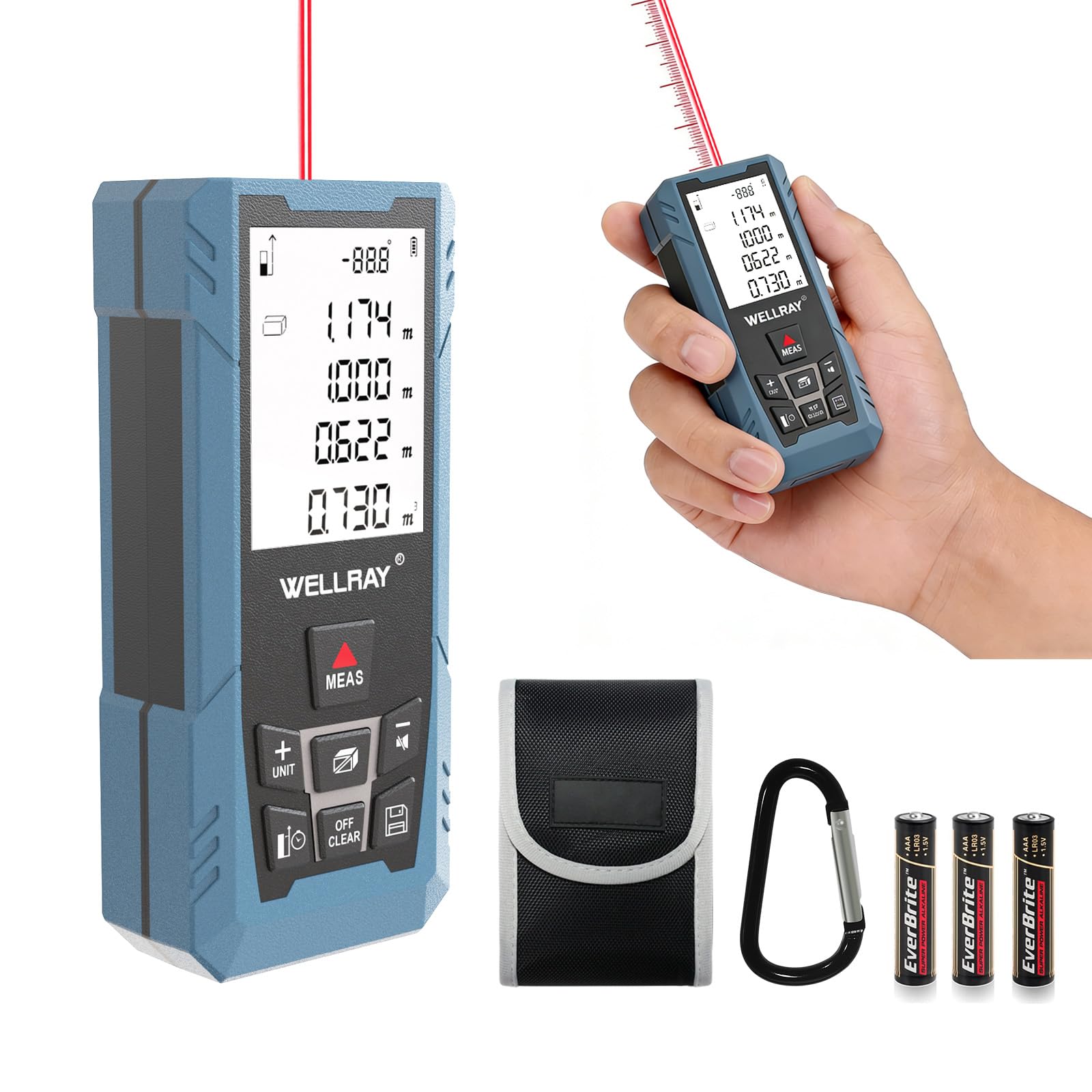 Laser Measuring Tool, 500FT Laser Measure Tool with ±1/16" Accuracy, IP54 Laser Distance Meters with FT/in Units for Area/Volume, Laser Measurement