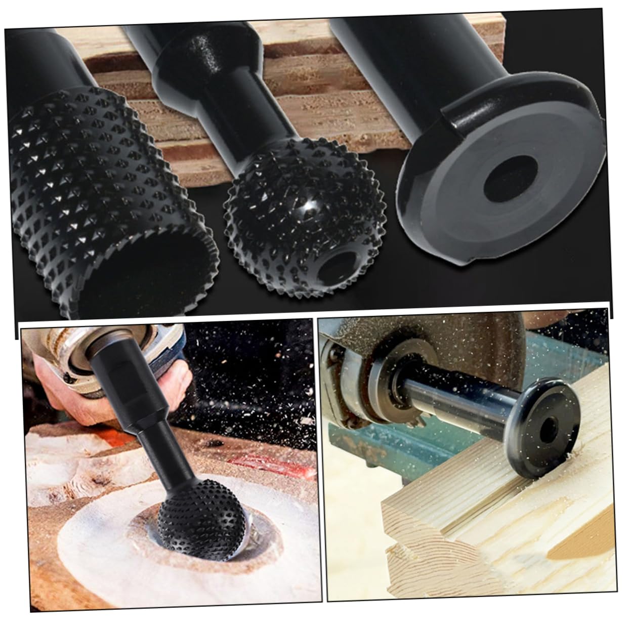 Set Punte Fresatrici Rotanti M14 in Acciaio 45 per Smerigliatrice | Taglienti Frontali e Posteriori Inclinati, Nero, per Fori e Scanalature nel Legno