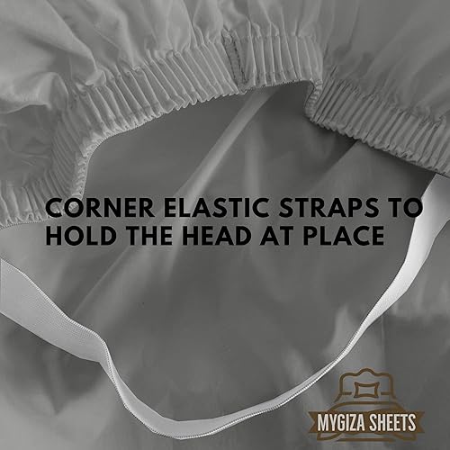 Miniatura 6 de Sábana bajera ajustable con parte superior dividida solo para camas ajustables con números de sueño, 100% algodón Giza, sábana bajera ajustable de