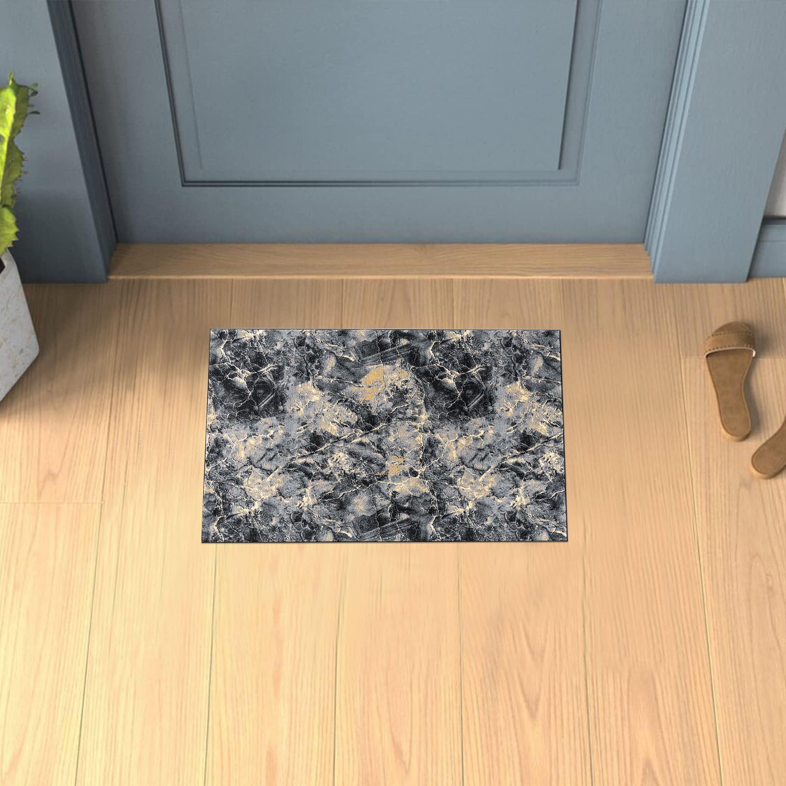 renoazul® Non - Slip Washable Door Mat With Gel Backing - Marble Rug - 40 x 60 cm - Ochre - Short Pile Rug, Shoe Mat - Ideal For Living Room, Bedside, Entrance And Welcome Mat.