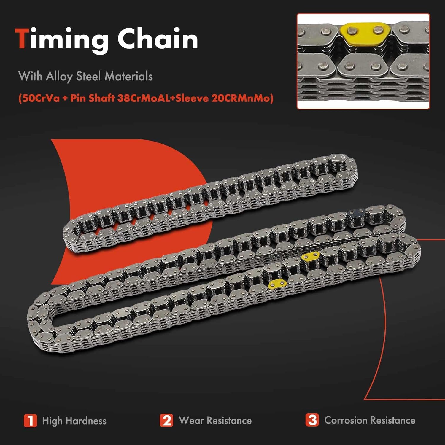 A-Premium 6PCS Engine Timing Chain Kit W/Guide & Sprocket Compatible with Nissan & Infiniti - Altima 2014-2018, Rogue 2014-2016, Murano 2016, Pathfinder 2014-2015, QX60 2014-2017 - L4 2.5L