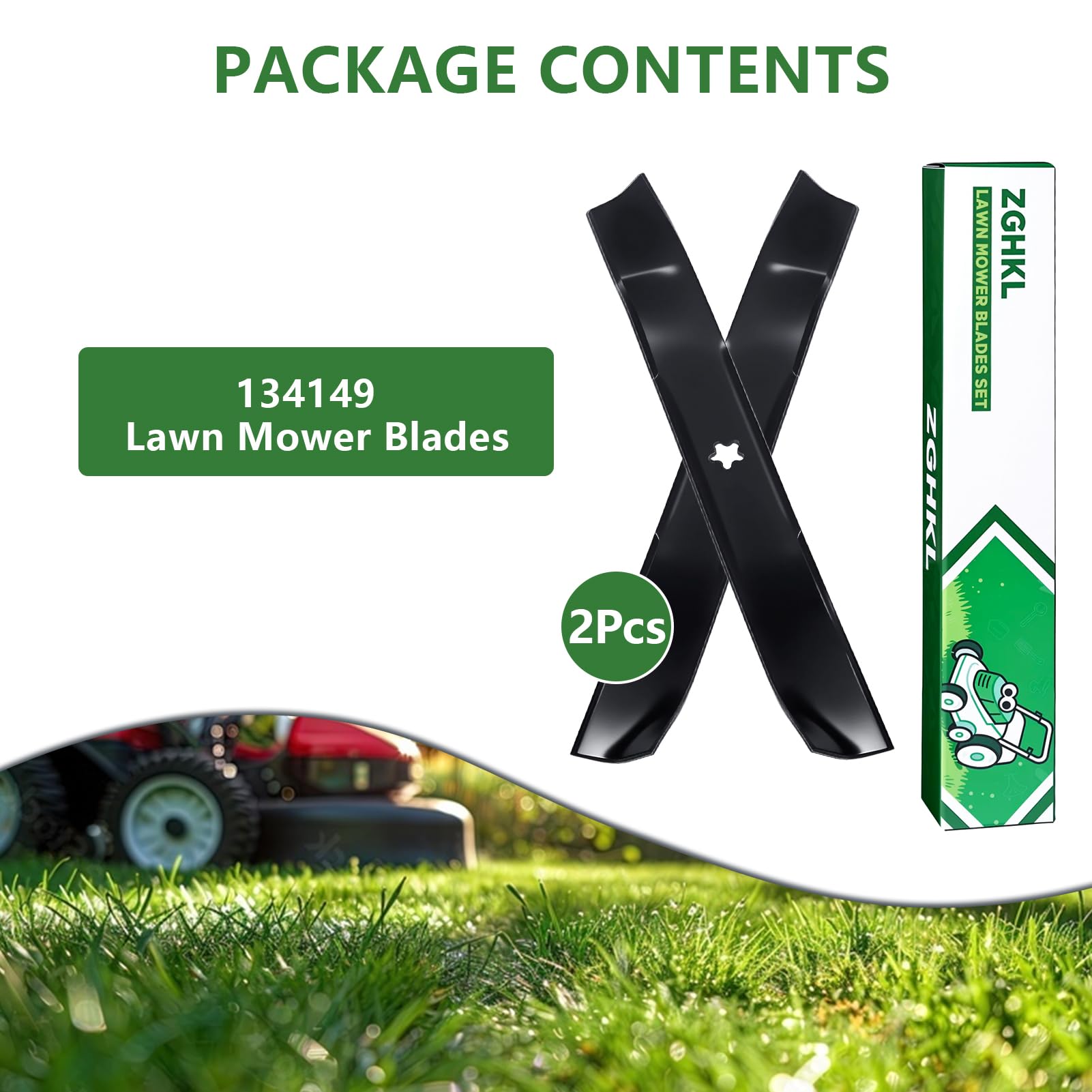 134149 Cuchillas para cortacésped Cuchillas para Mulching 42 Pulgadas (106,68 cm) Repuesto para cortacésped con Plataforma 2Piezas