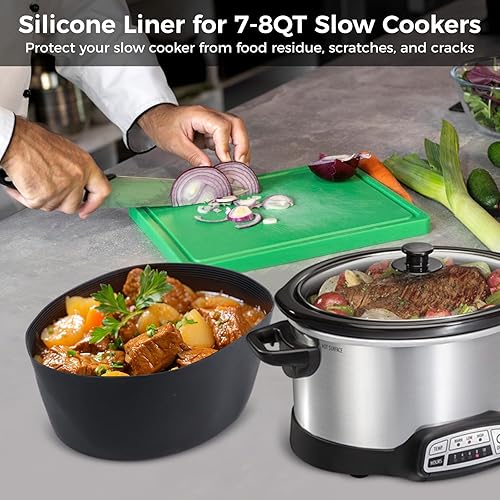 Miniatura 2 de Revestimientos de silicona para olla de cocción lenta, revestimiento reutilizable para ollas de cocción lenta ovaladas de 7 a 8 cuartos de galón,