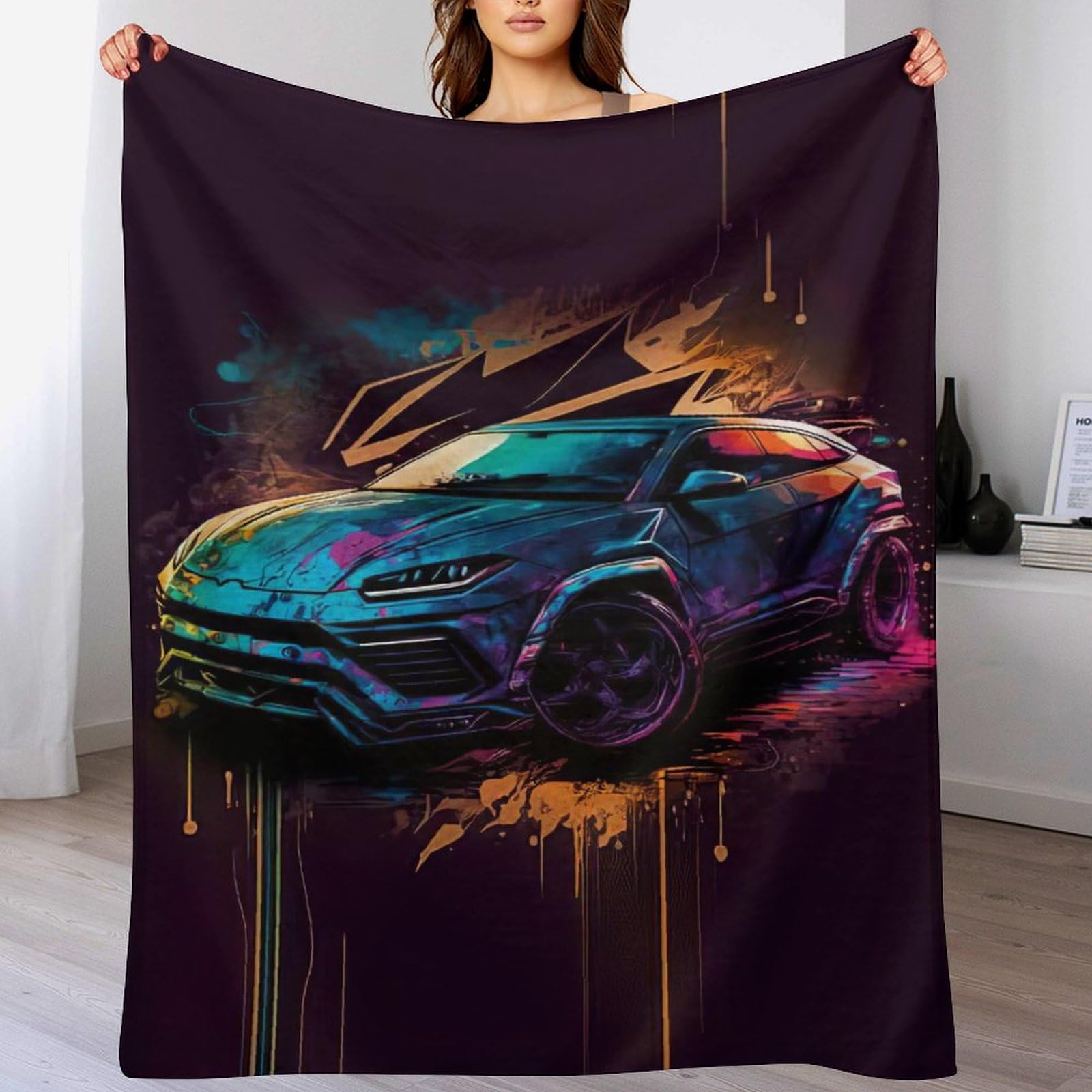 Couverture voiture de sport en flanelle de qualité supérieure, douceur de luxe pour lit