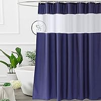 Vista 23 de UFRIDAY - Cortina de ducha de tela gris y blanca de 72 x 72 pulgadas, cortina de ducha con ventana. Cortina de ducha para baño y bañeras, lavable a