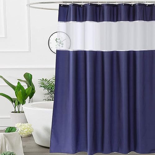 UFRIDAY - Cortina de ducha de tela moderna gris y blanco, 48 x 72 pulgadas