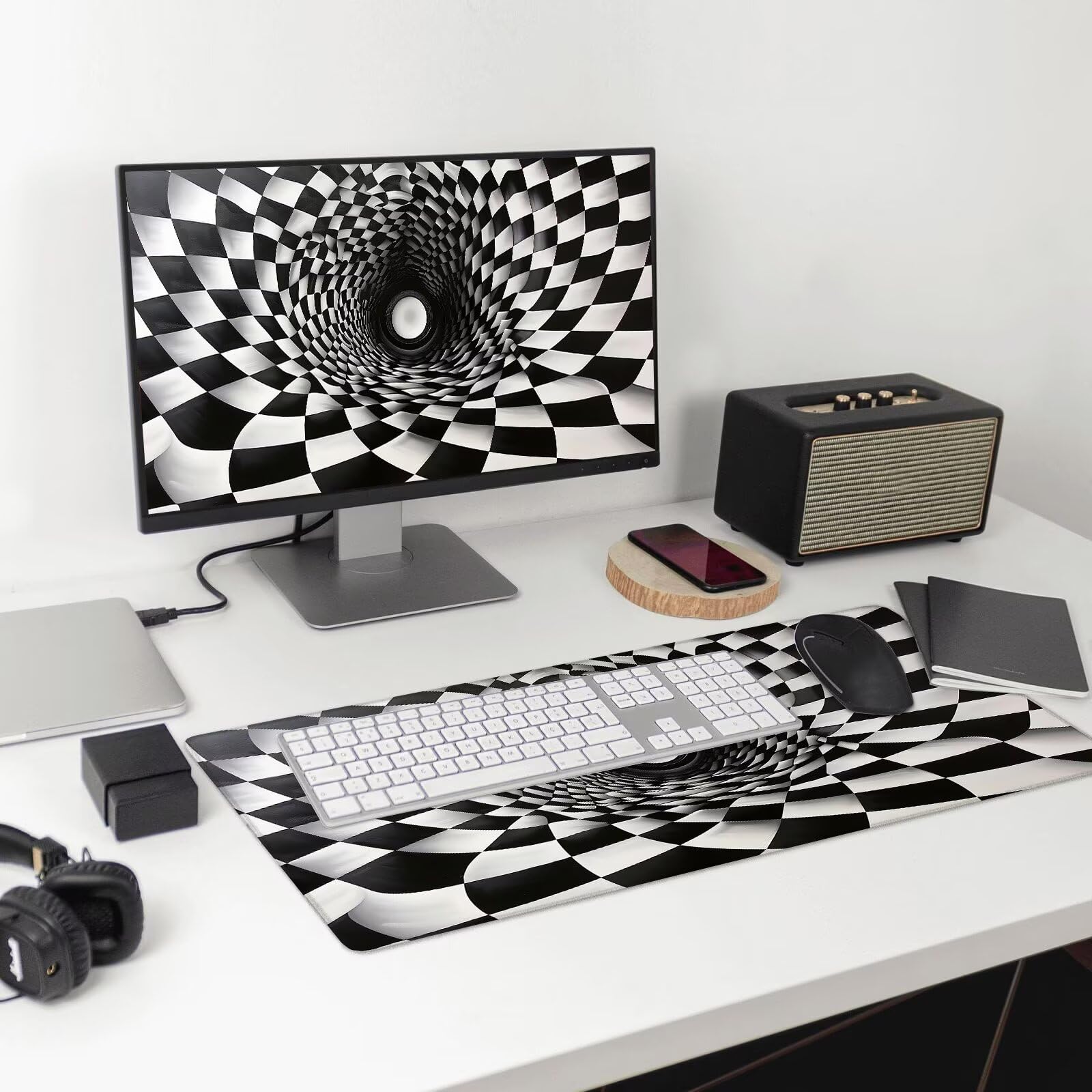 Alfombrilla Ratón Gaming, 1500x600x4 mm Alfombrilla Ratón XXL Remolino, Impermeable Alfombrilla Escritorio con Tela de Micro Tejido Superior, Base Antideslizante, Mouse Pad para Juegos (Simple) R-3