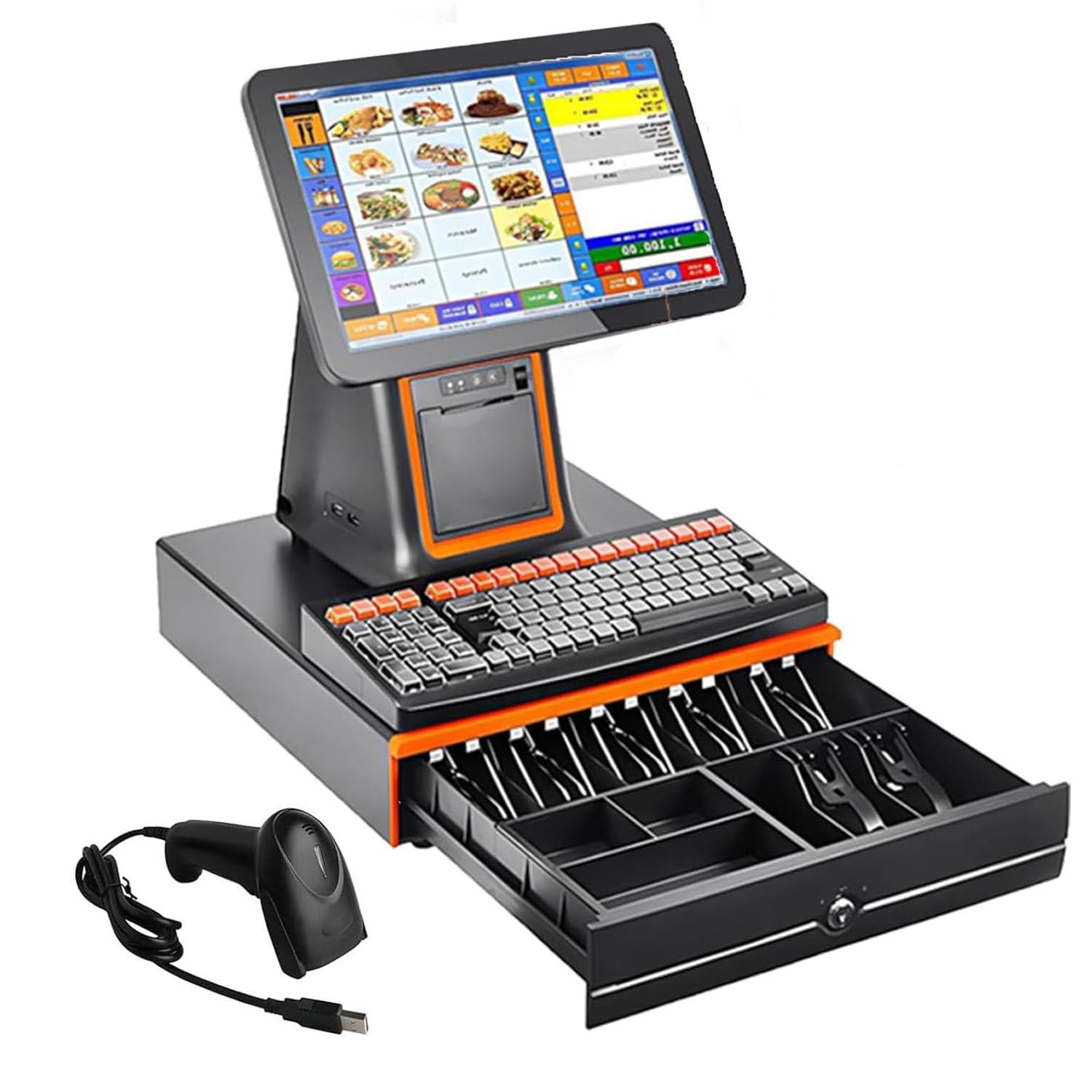 Registratore di Cassa Intelligente,Pos per Piccole Imprese,Terminale di Pagamento da 58 Mm,Monitor Touch-Screen Pos da 15,6 Pollici,per Vendita al Dettaglio,Ristoranti B