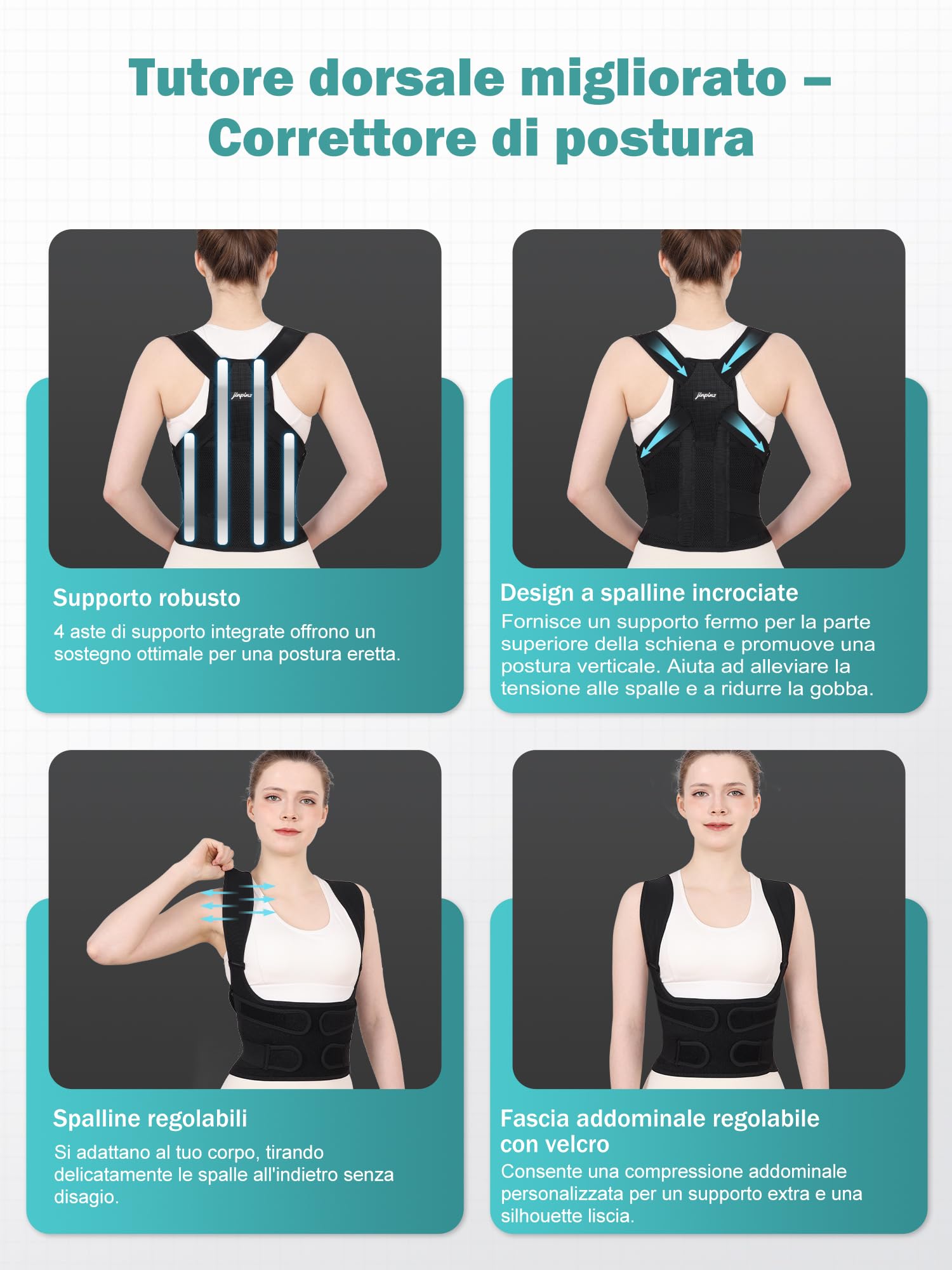 Fascia Correttore Posturale Spalle e Schiena：Busto Correttore Posturale Uomo Donna con Elastica Fascia Lombare Supporto Regolabile Traspirante - Dritta Raddrizza Spalle Schiena Migliora Postura - M