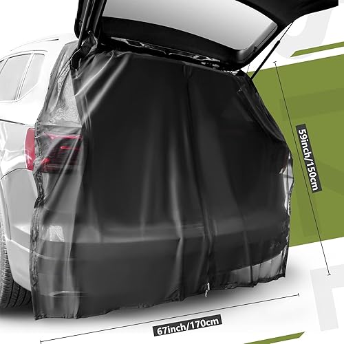 Miniatura 3 de Yahenda Accesorios de red de campamento para automóvil, malla transpirable, tienda de campaña para portón trasero, protección solar UV, ventilación,