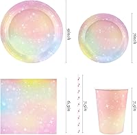 Vista 39 de Alice Tea Party Decorations - Baby Shower Paper Plates, Napkins, Cups & Straws for 24 Guests, 120 Pcs Disposable Party Dessert Dinnerware